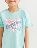 T-SHIRT WITH FRILLED SLEEVES WITH A GRAPHIC