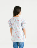 FLORAL PATTERN TOP WITH PUFF SLEEVES