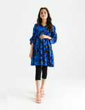 PRINTED TIERED DRESS WITH PUFF SLEEVES
