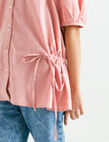 BUTTON DOWN TOP WITH GATHERS DESIGN DETAILS
