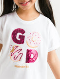 SEQUINS T-SHIRT WITH GRAPHIC