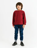 Red Textured Knit Sweatshirt